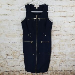 Michael Kors Black Sleeveless Front Zip Dress